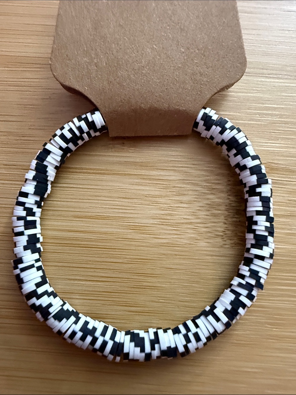 Classic Black & White Beaded Stretch Bracelet